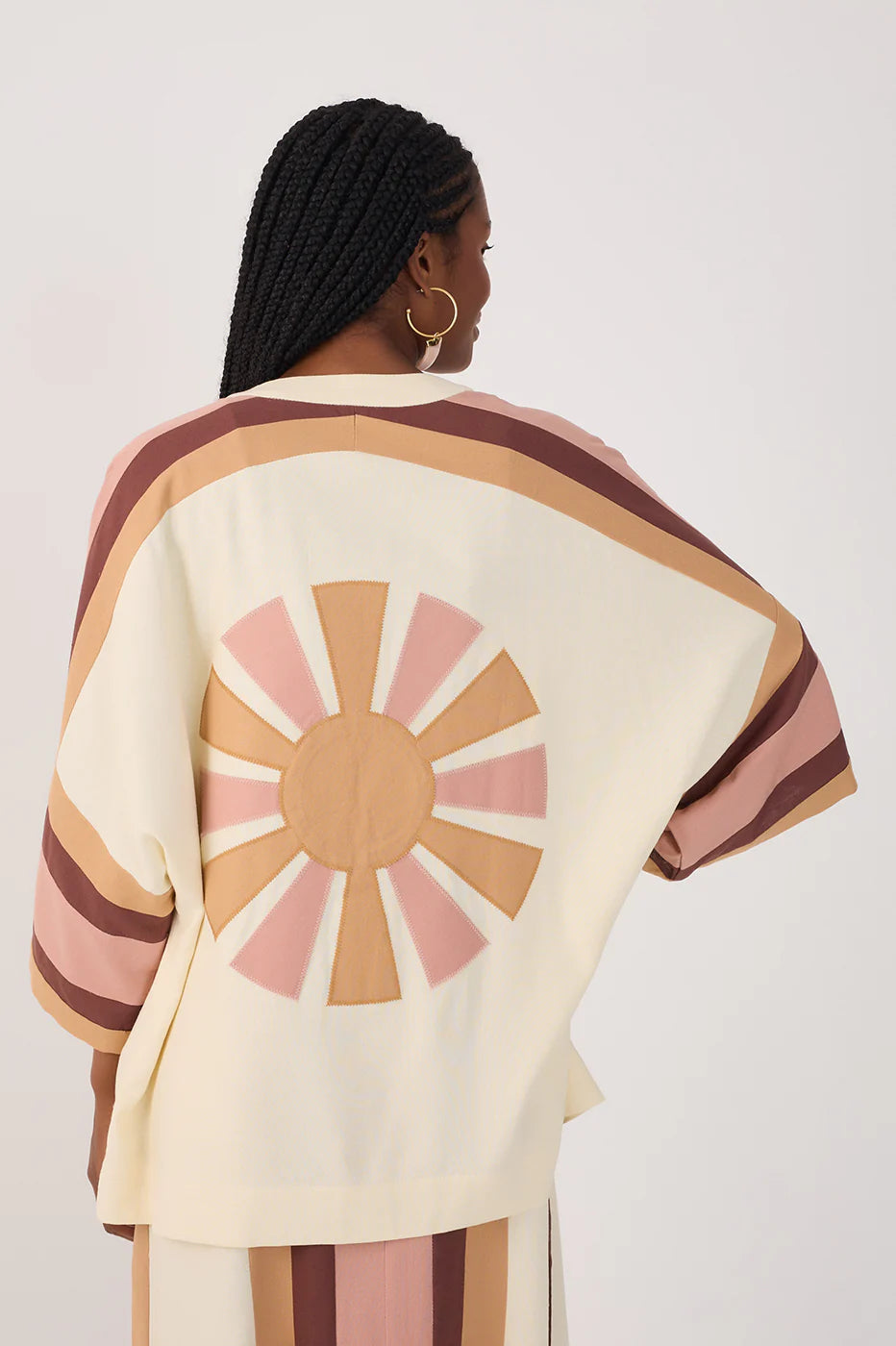 Kimono de Linho Aberto Bordado Multicolorido – Dress To