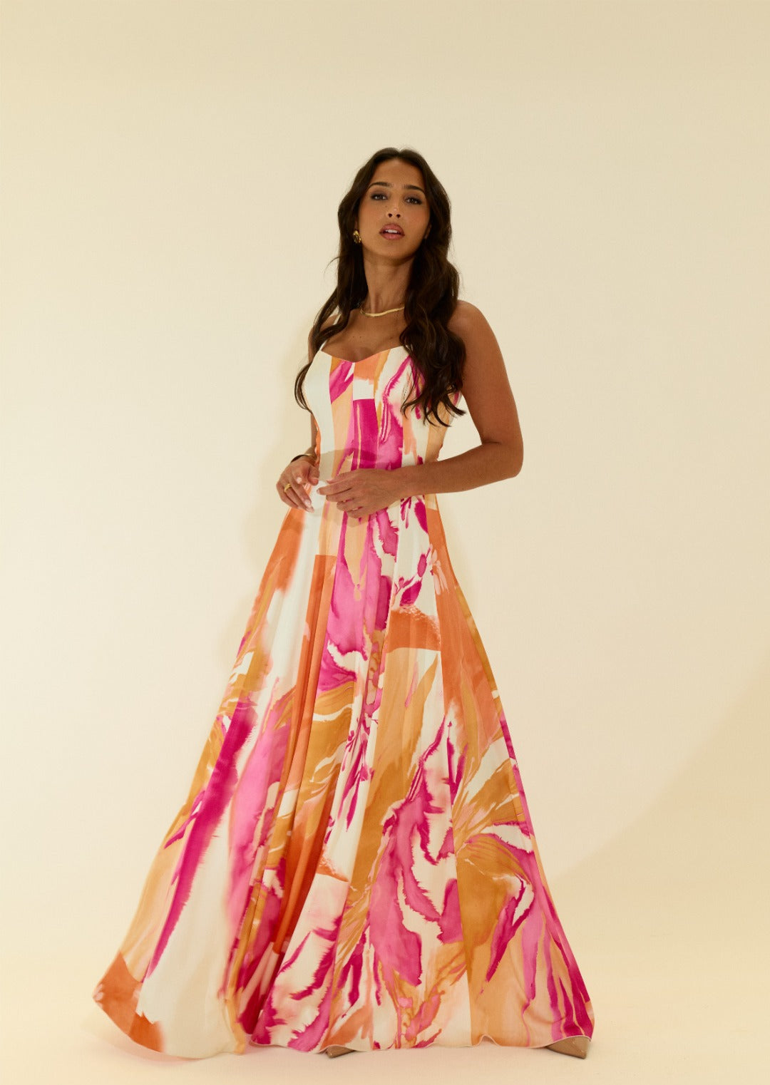 Vestido Longo Estampado Fluido – Scripta