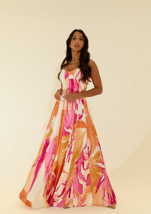 Vestido Longo Estampado Fluido – Scripta