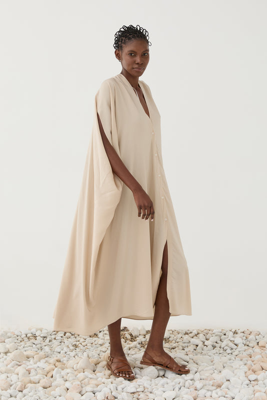 Vestido Fluido Oversized Com Botões – Eleh