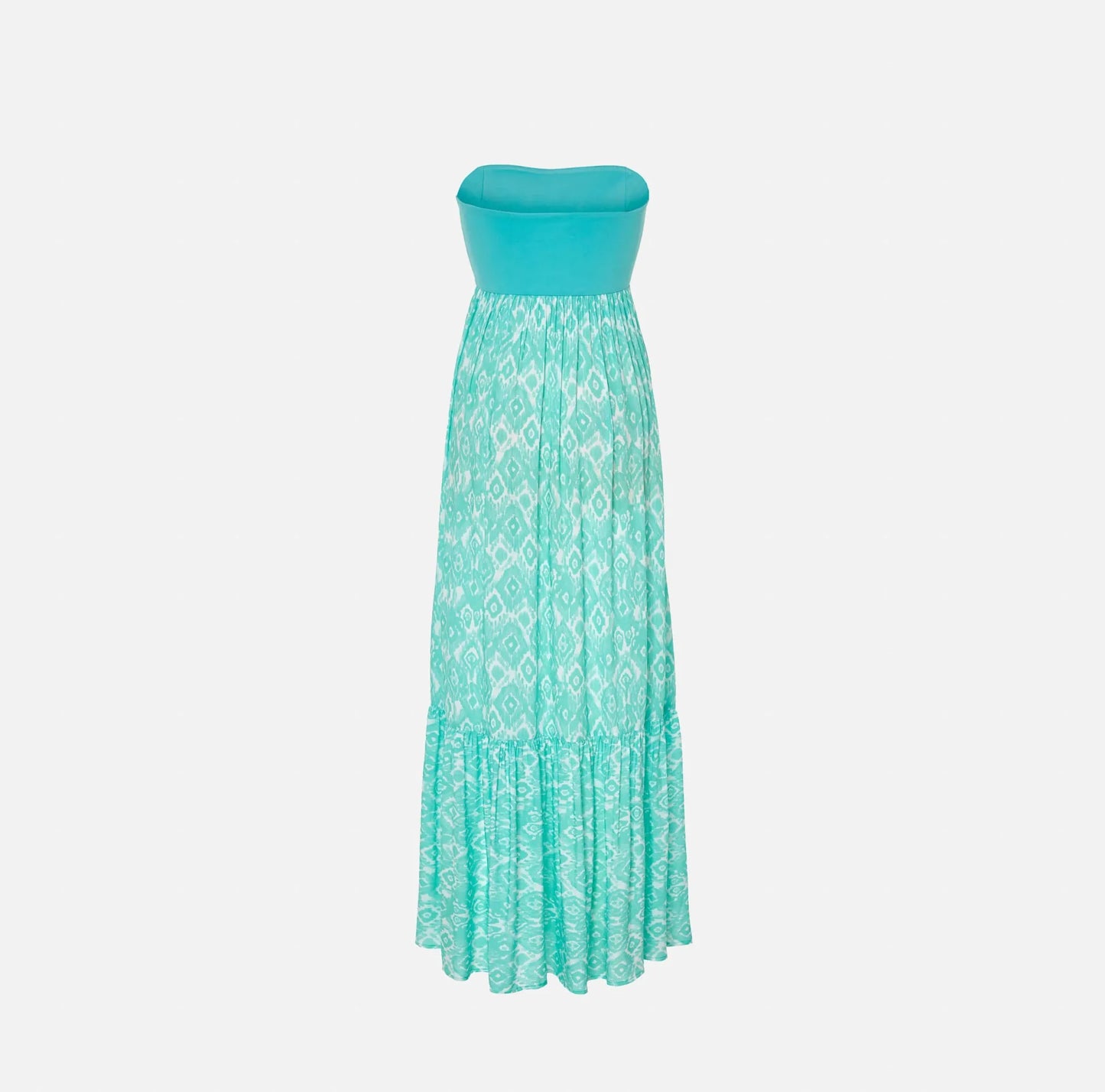 Vestido estampado comprido sem alças