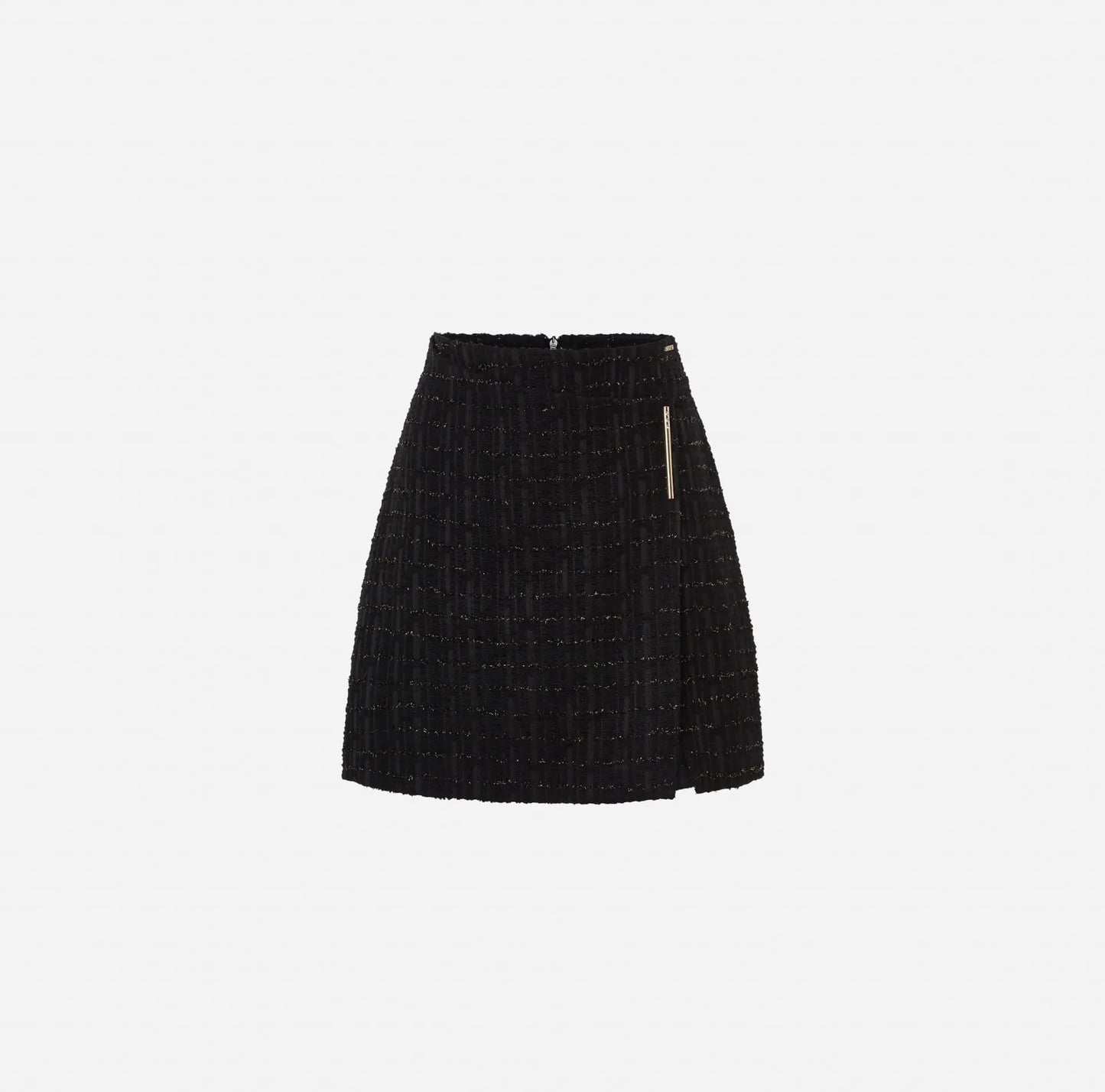 Saia Curta Em Tweed Preto Com Brilho - Scripta