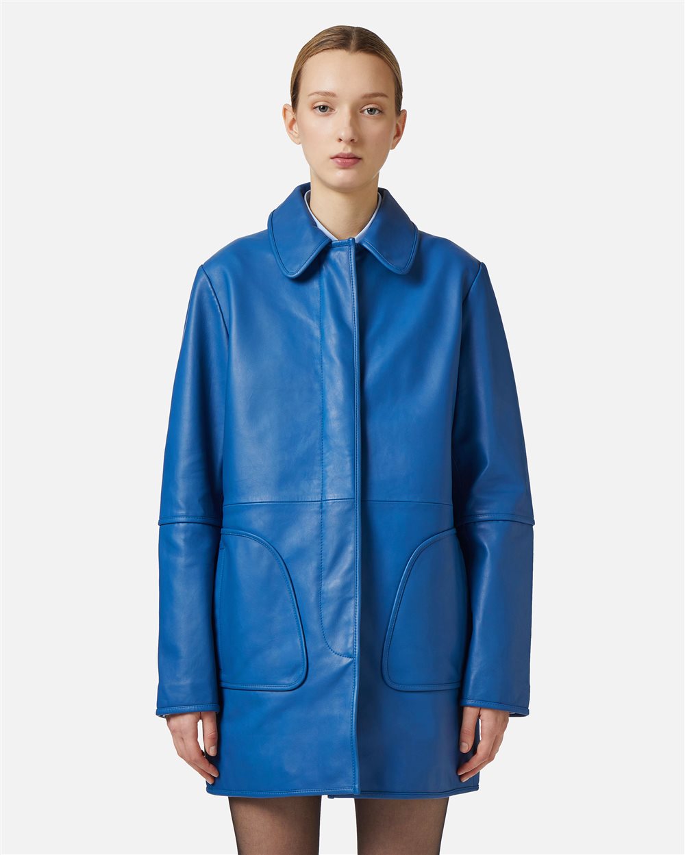 Casaco Midi em Pele Zaphyre com Placa Iceberg – Iceberg