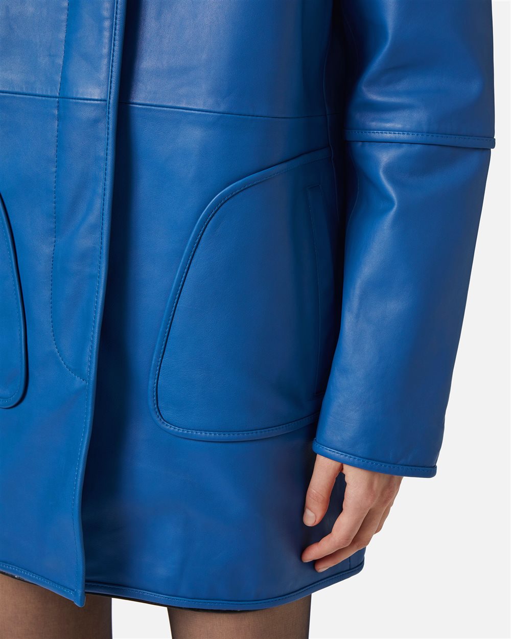 Casaco Midi em Pele Zaphyre com Placa Iceberg – Iceberg