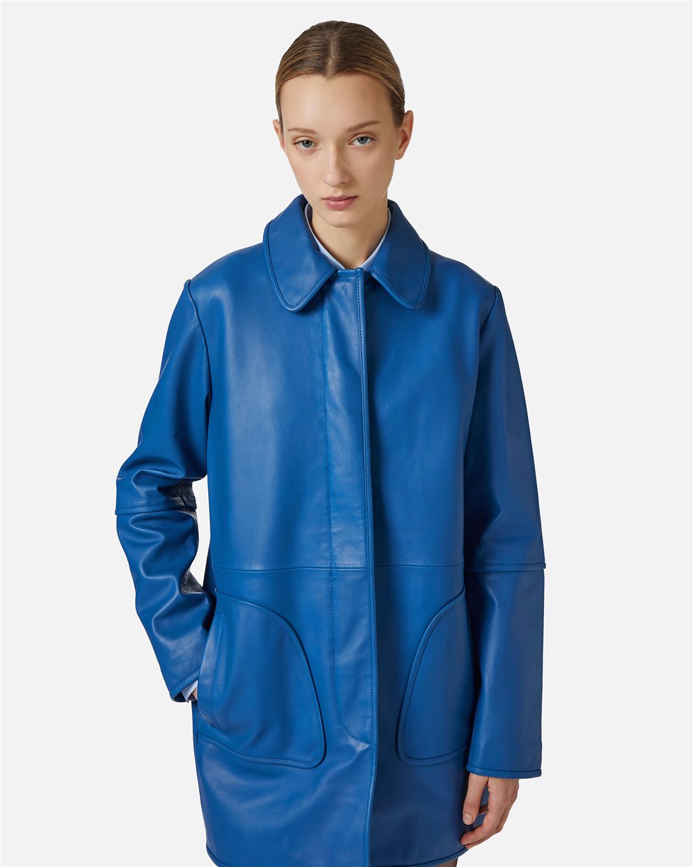 Casaco Midi em Pele Zaphyre com Placa Iceberg – Iceberg