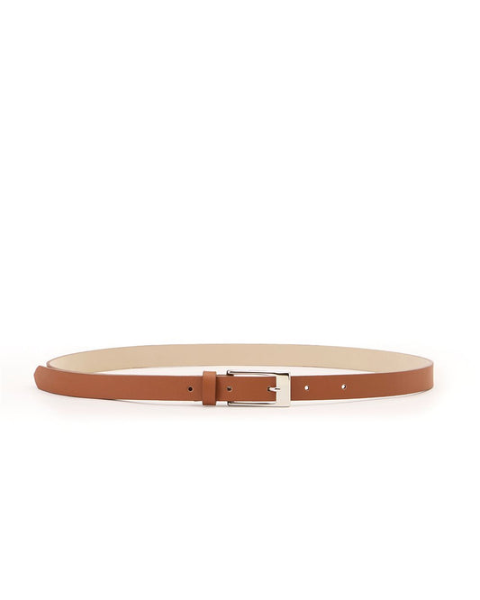 Cinto Slim em Pele Nappa Hazelnut ou Preto com Fivela e Logótipo Interior – Iceberg