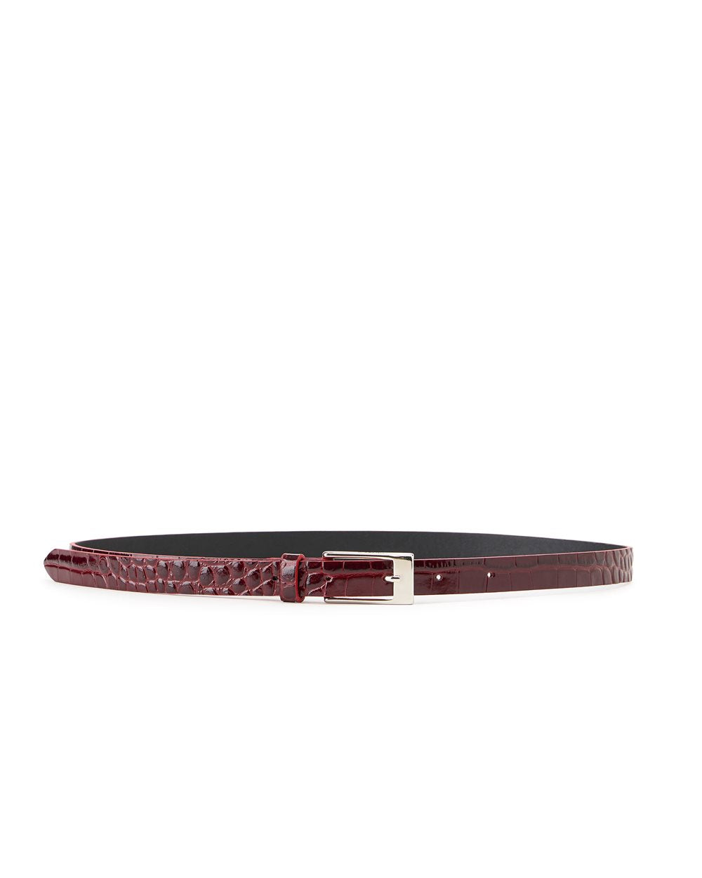 Cinto em Pele Nappa Burgundy com Fivela Metálica "I" – Iceberg