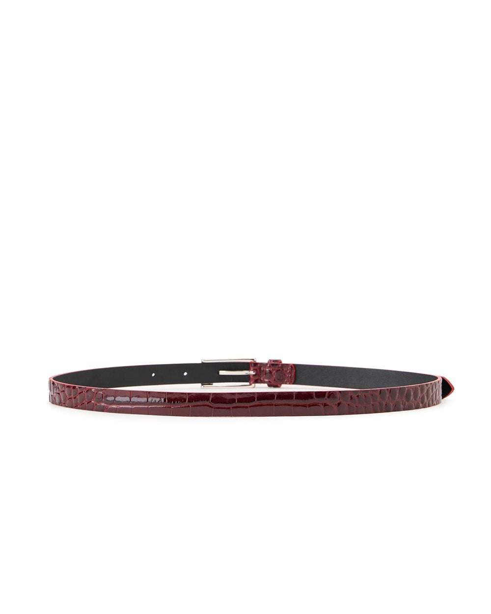 Cinto em Pele Nappa Burgundy com Fivela Metálica "I" – Iceberg