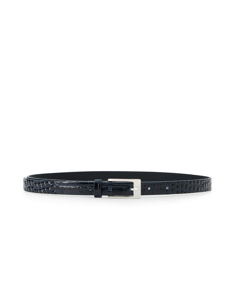 Cinto em Pele Nappa Azul com Fivela Metálica Logótipo "I" – Iceberg