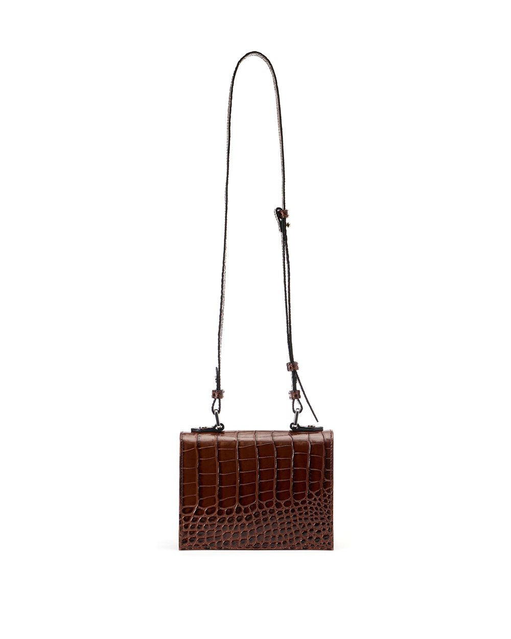 Mala Estruturada em Pele Castanha com Efeito Crocodilo e Placa Iceberg Milano Italia – Iceberg