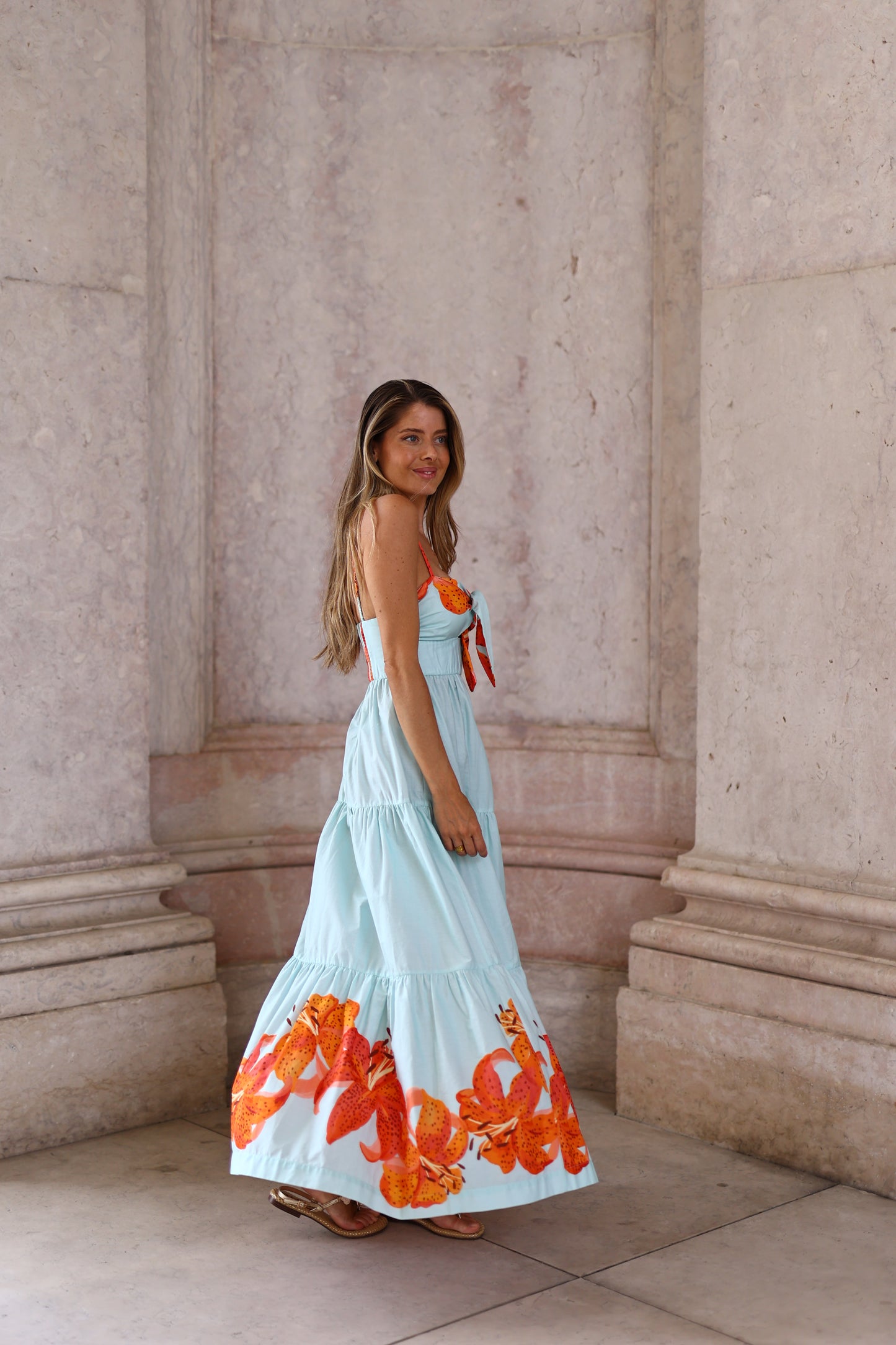 Vestido Tricoline Estampa Lírios - Dress To