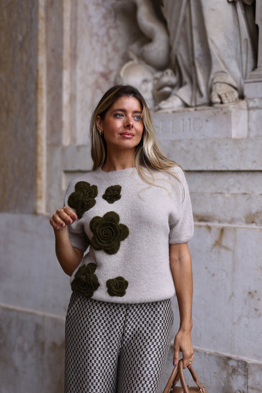 Camisola Malha Com Flores – Pho Firenze