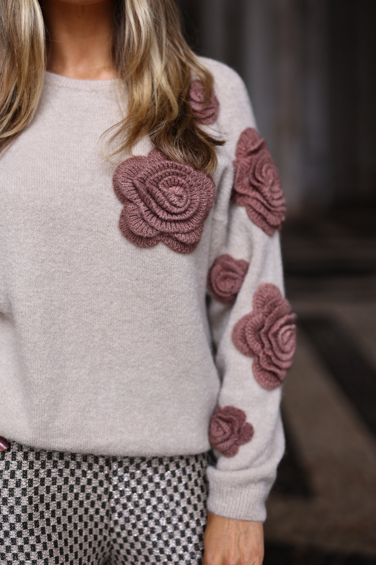 Camisola Malha Com Flores Nude/Coffee – PHO Firenze