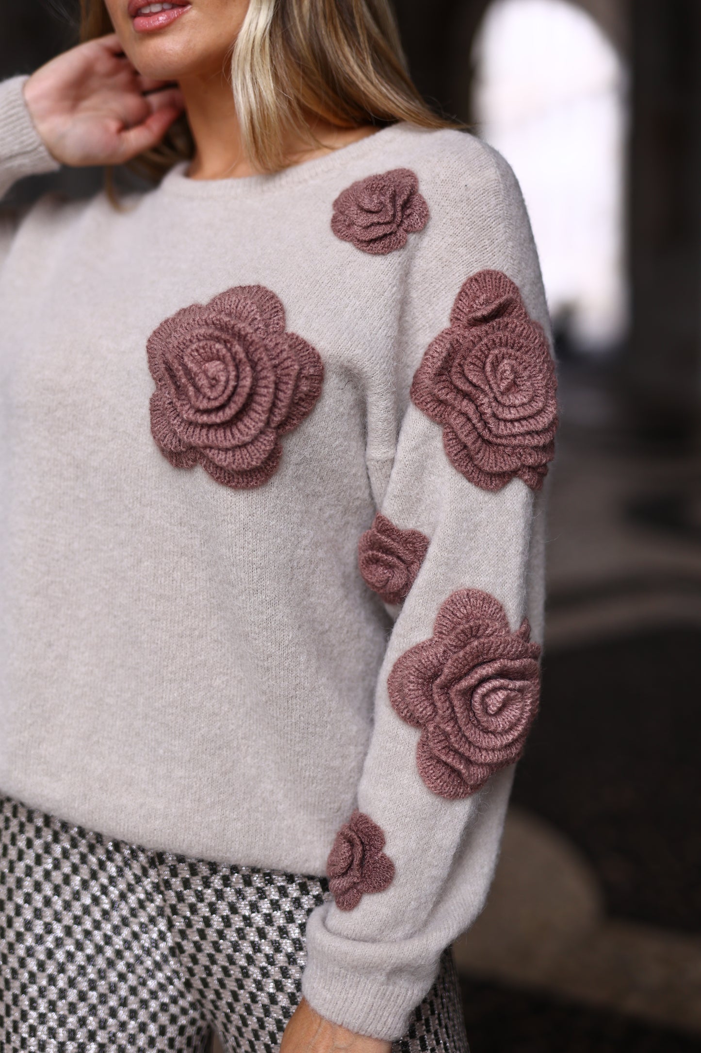 Camisola Malha Com Flores Nude/Coffee – PHO Firenze