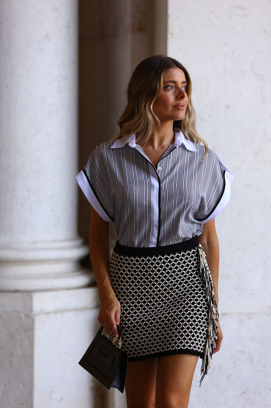 Camisa de riscas assimétricas – Simona Corsellini