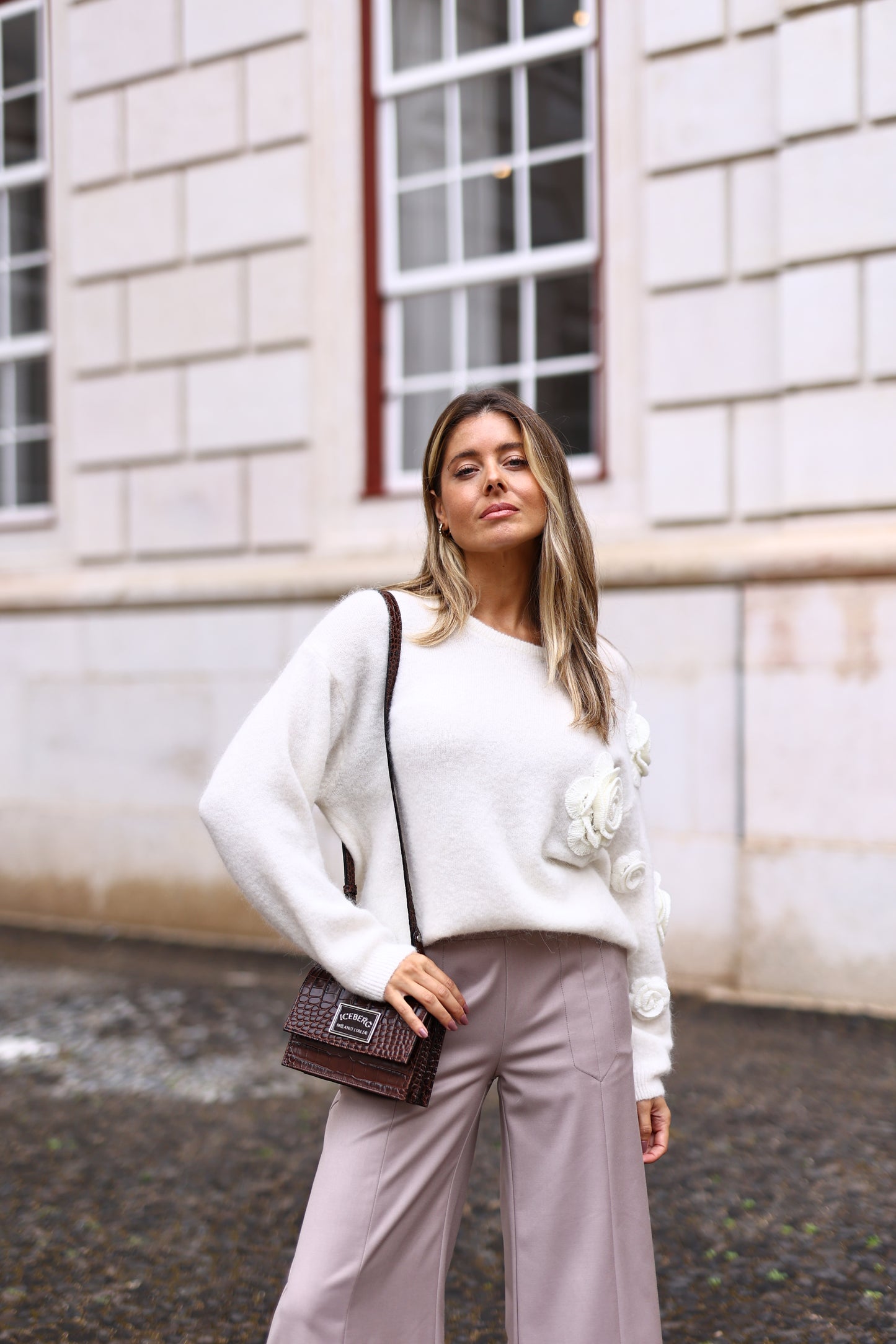 Camisola Malha Com Flores White Cloud – PHO Firenze