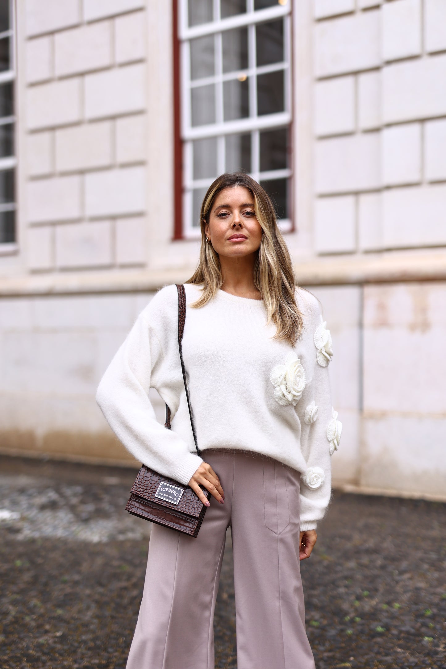 Camisola Malha Com Flores White Cloud – PHO Firenze