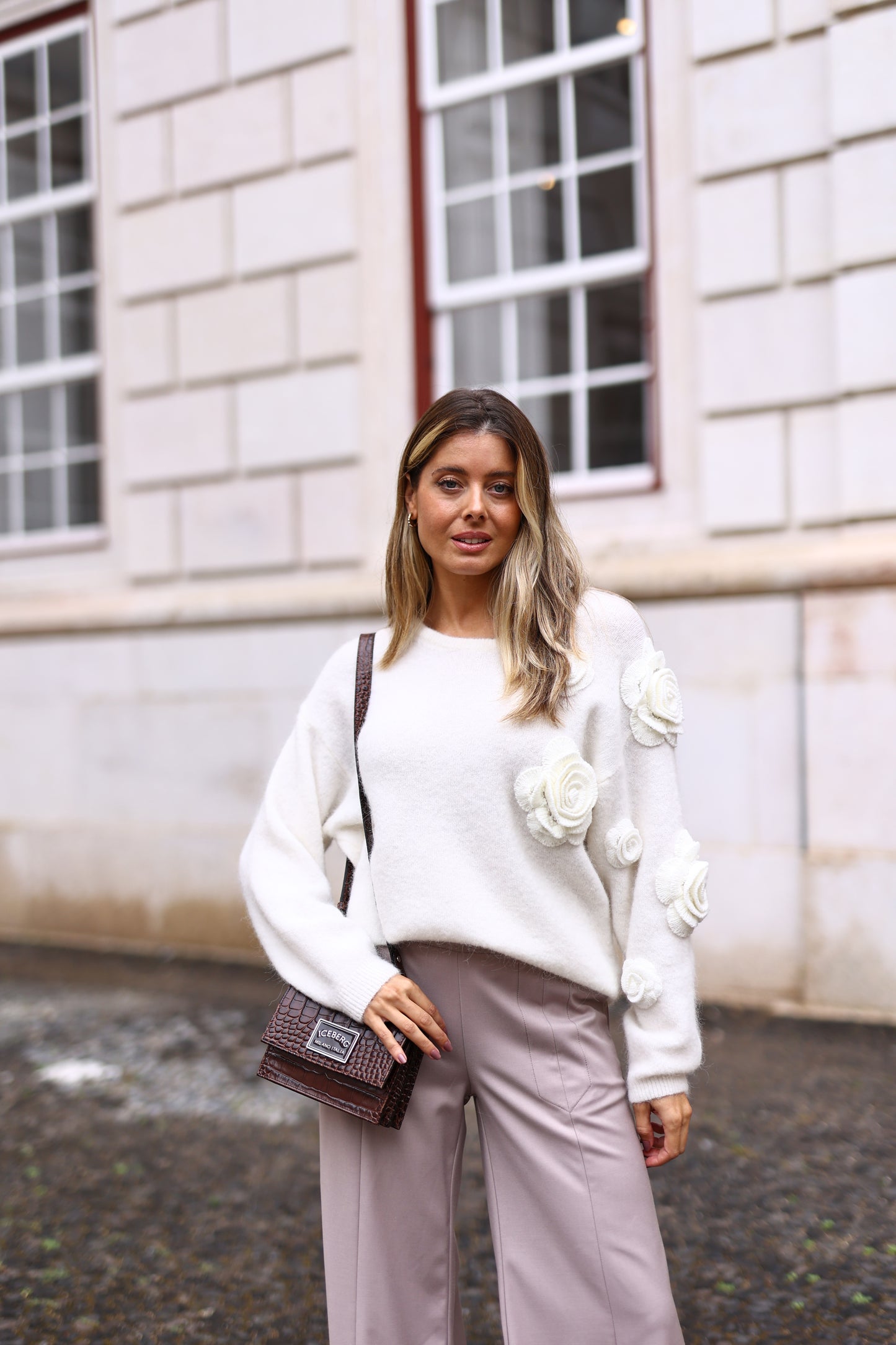 Camisola Malha Com Flores White Cloud – PHO Firenze