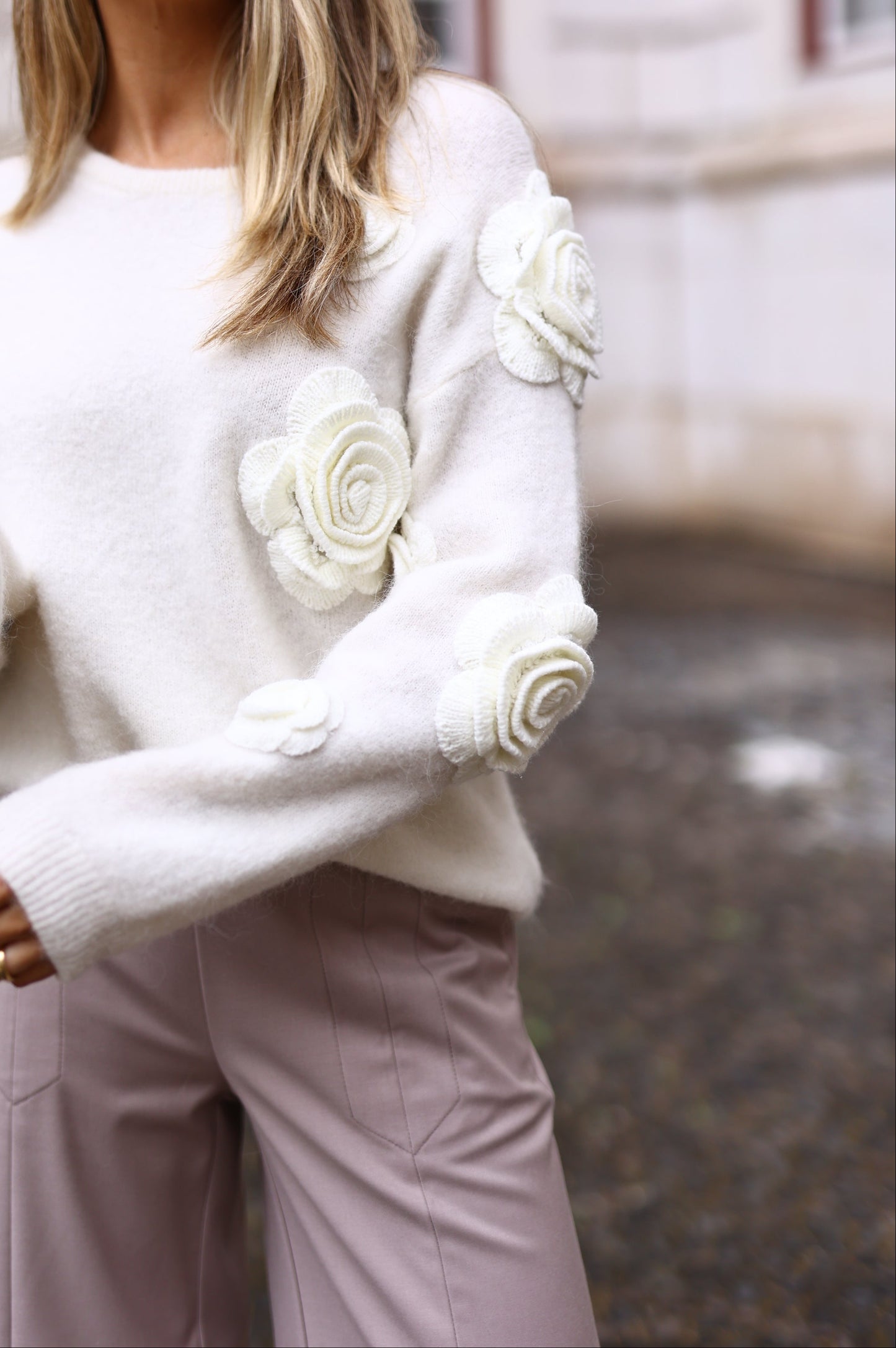 Camisola Malha Com Flores White Cloud – PHO Firenze