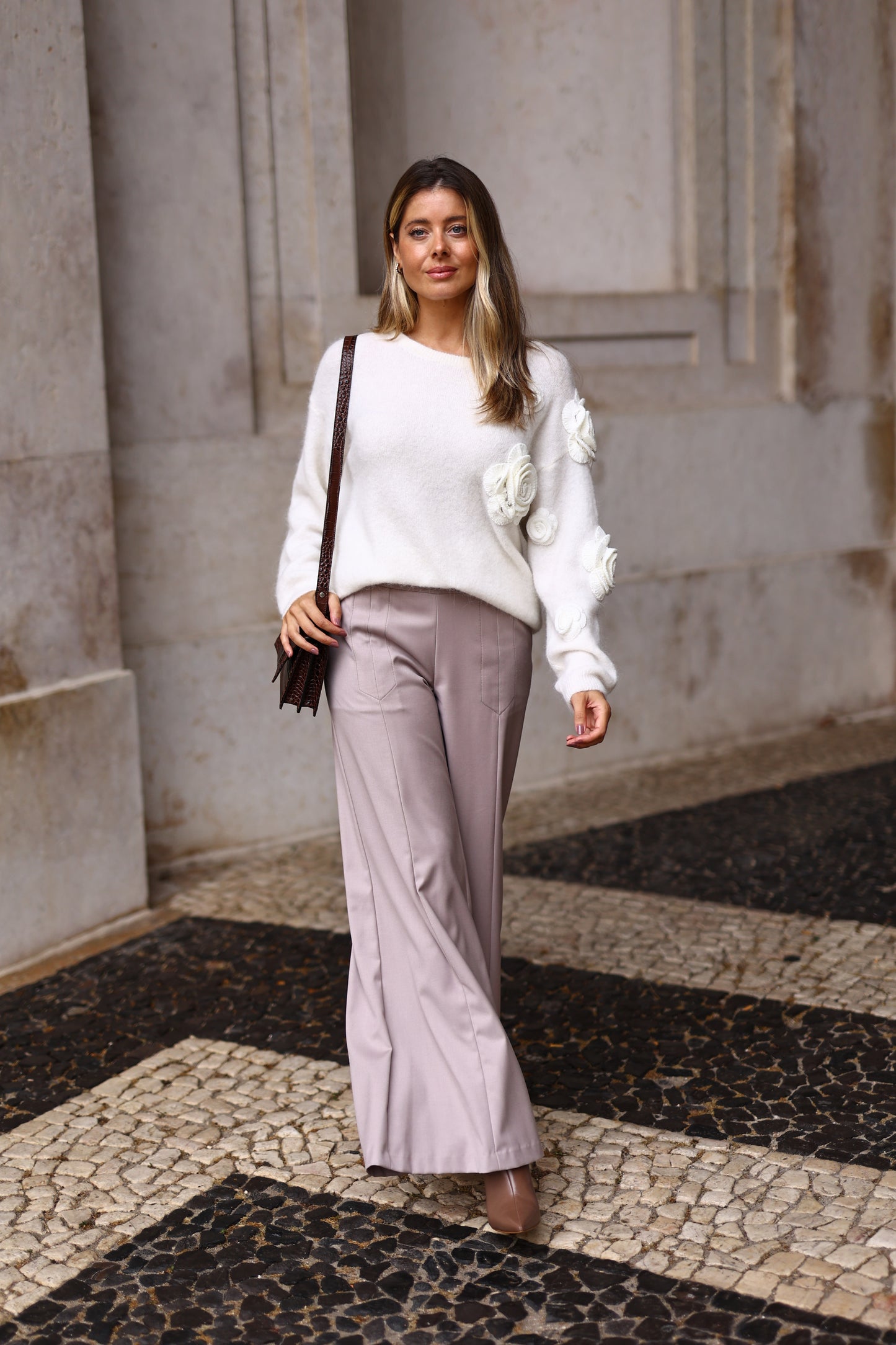 Camisola Malha Com Flores White Cloud – PHO Firenze