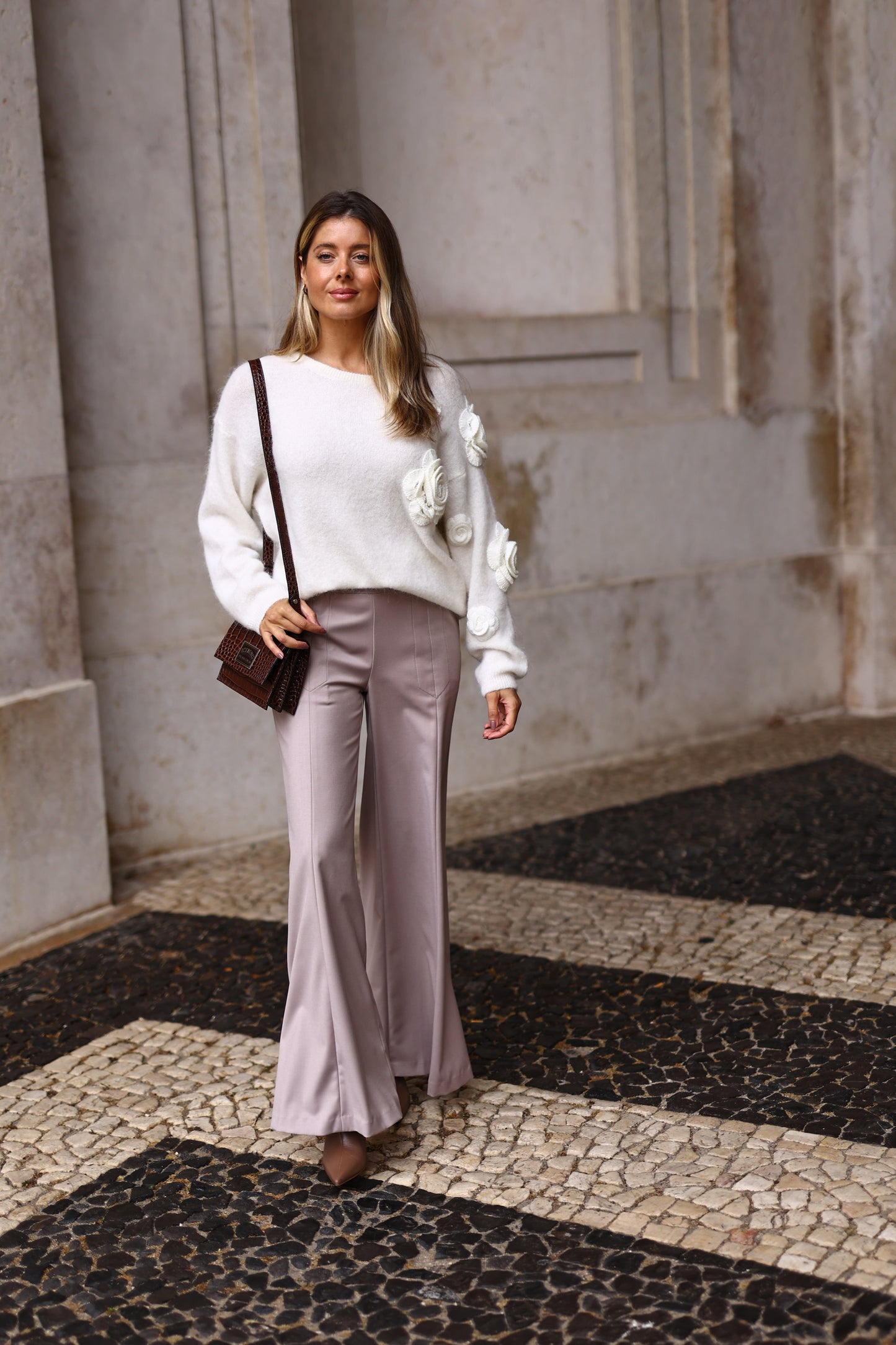 Camisola Malha Com Flores White Cloud – PHO Firenze