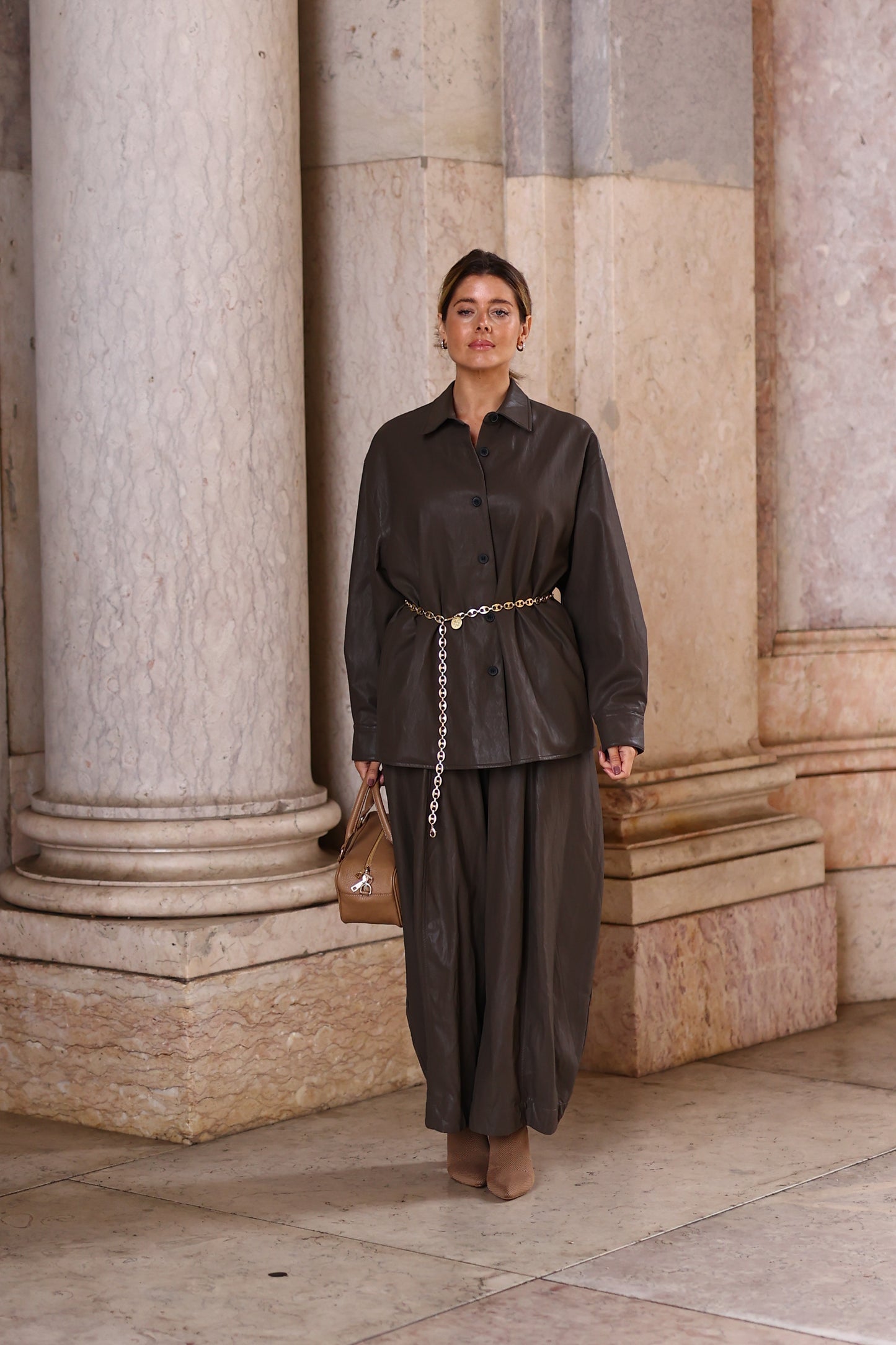 Calças Baggy Em Ecopele – ELEH