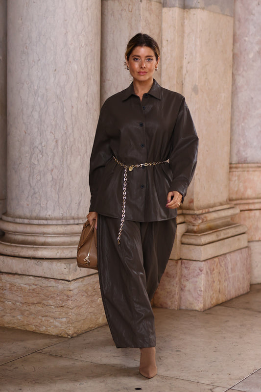 Calças Baggy Em Ecopele – ELEH