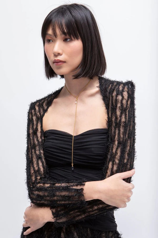 Vestido Largo Tull Poesia Negro - Masavi