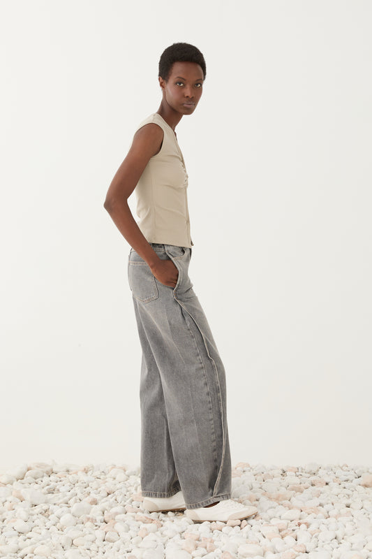 Top Canelado Com Franzido Frontal – Eleh