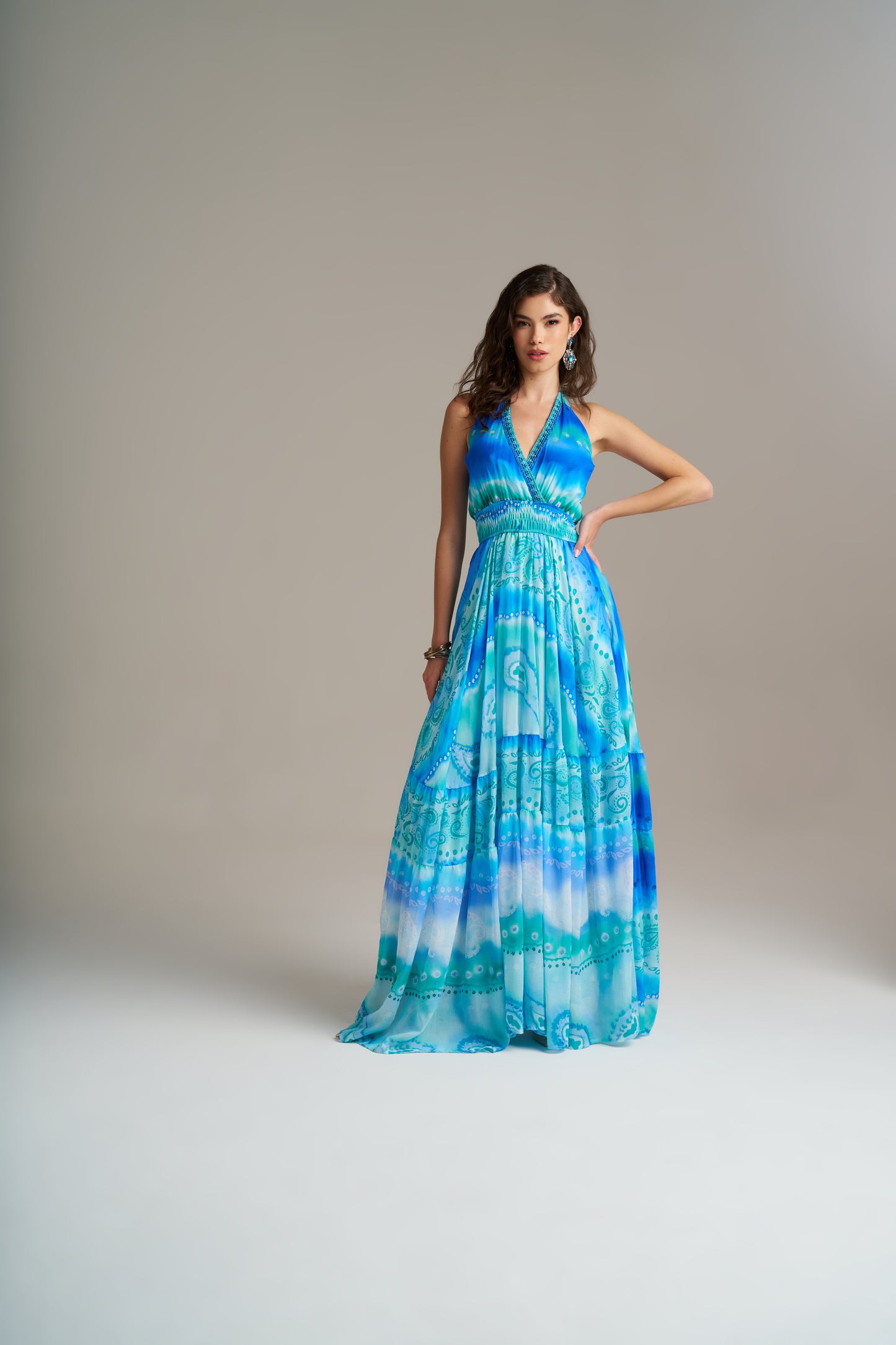 Vestido Comprido Estampado Em Algodão E Seda – Pho Firenze