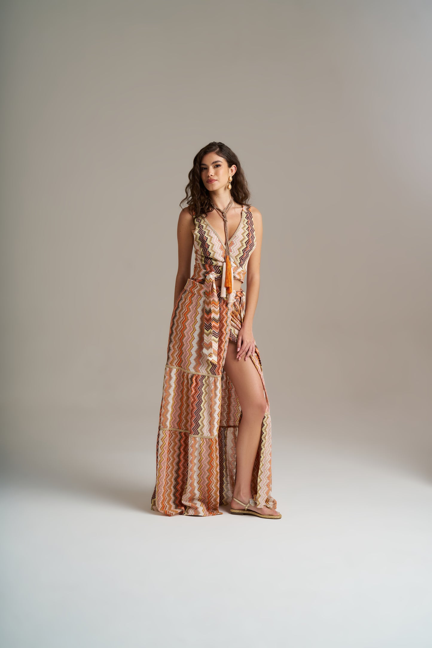 Saia Comprida Em Malha Com Lurex E Padrão Multicolor – Pho Firenze
