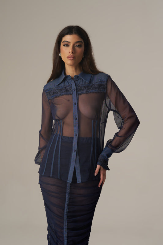 Camisa Denim Com Transparências – Pho Firenze