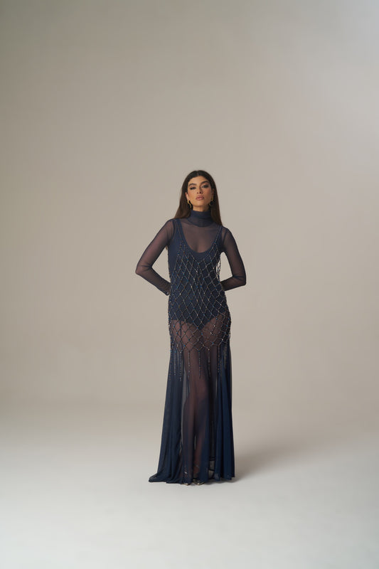 Vestido Longo em Tule com Strass – Pho Firenze