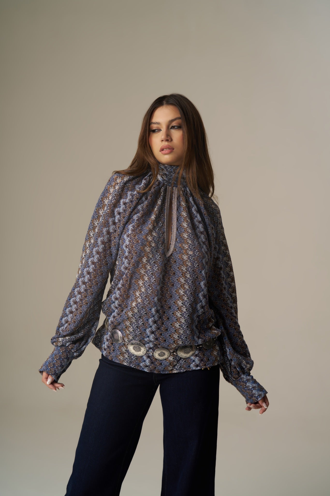 Camisa Rachel Azul e Castanho – Pho Firenze