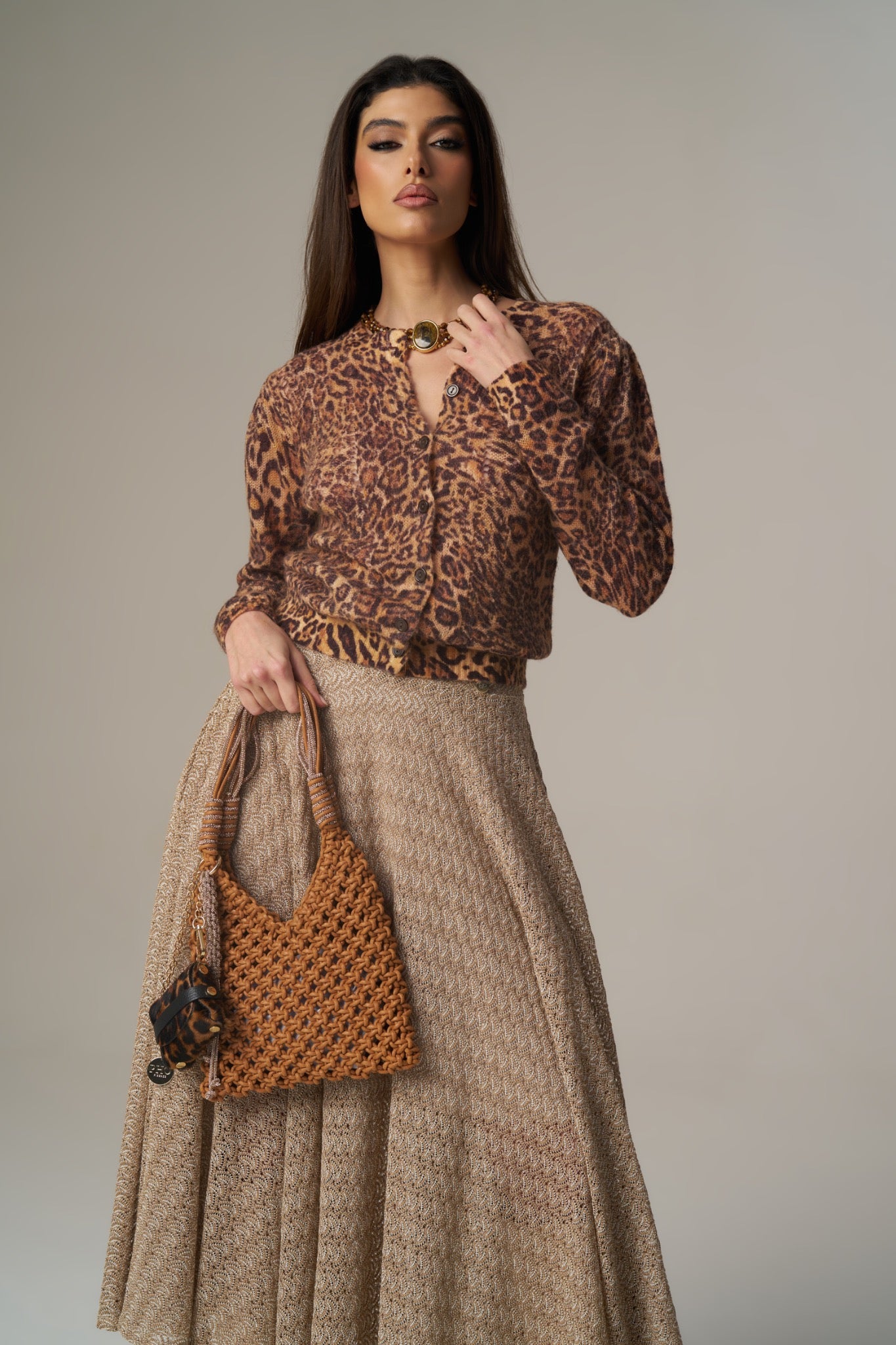 Cardigan Animal Print em Mohair – Pho Firenze
