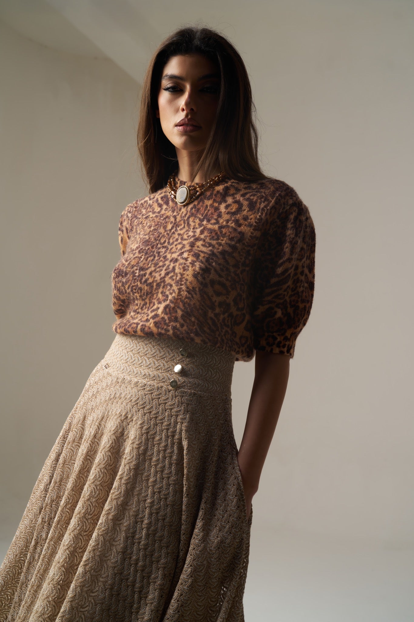 T-Shirt de Malha Animal Print em Mohair – Pho Firenze