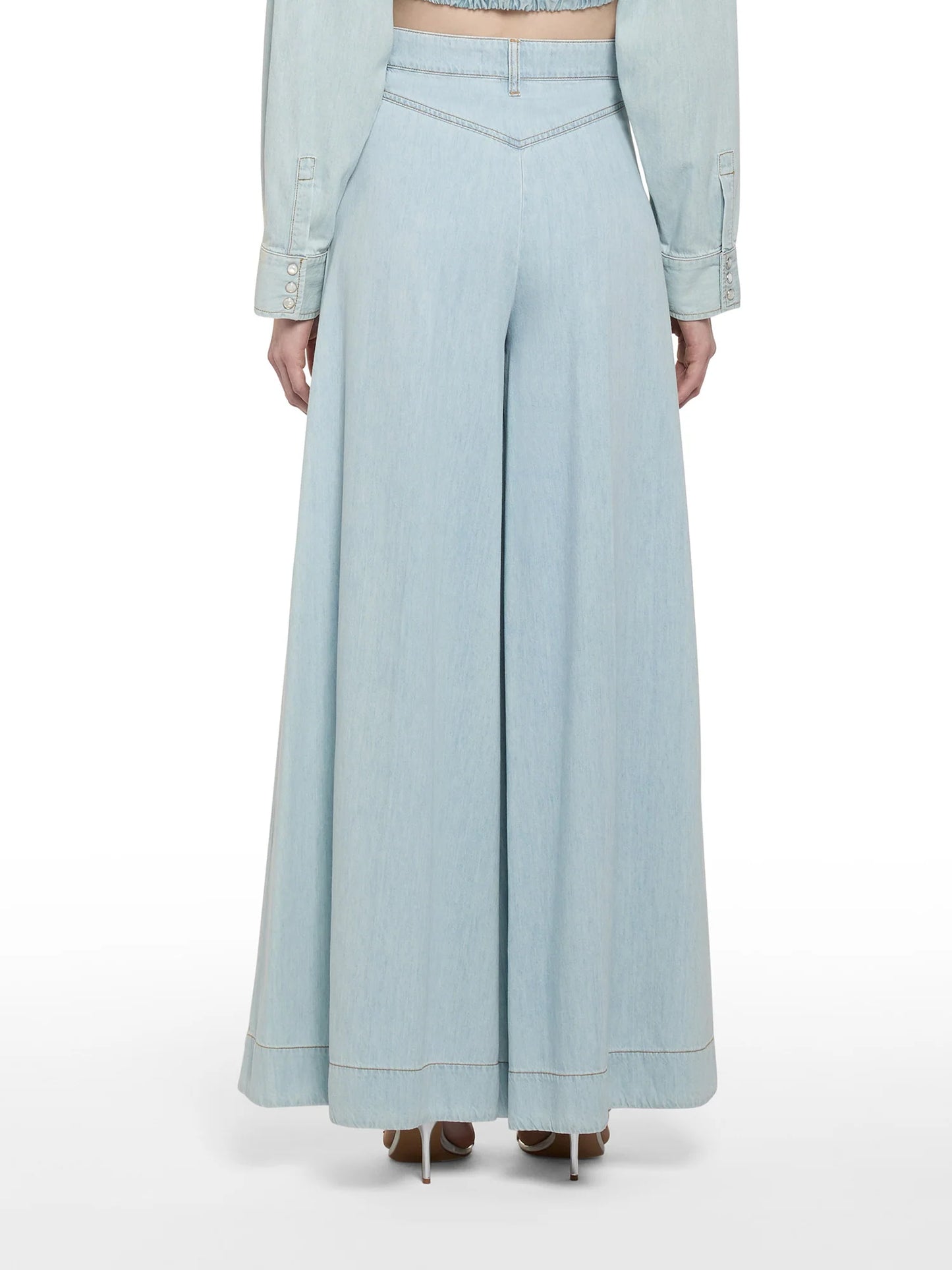 Calças Flare em Denim - Simona Corsellini