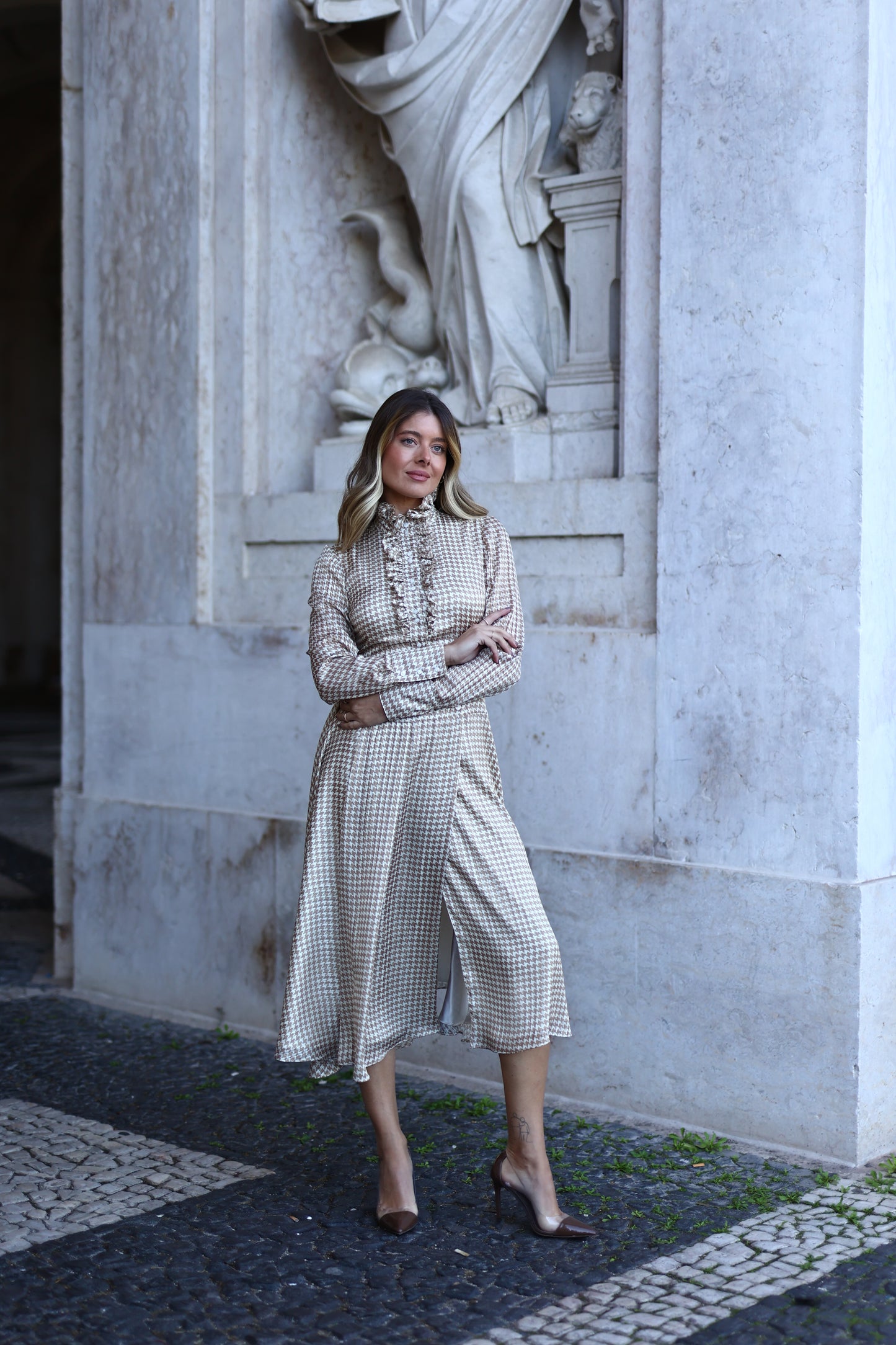 Vestido Midi Pata De Gallo - Masavi