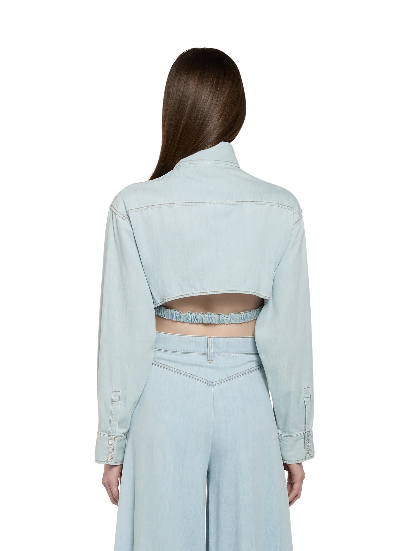Camisa Cropped em Denim Leve – Simona Corsellini