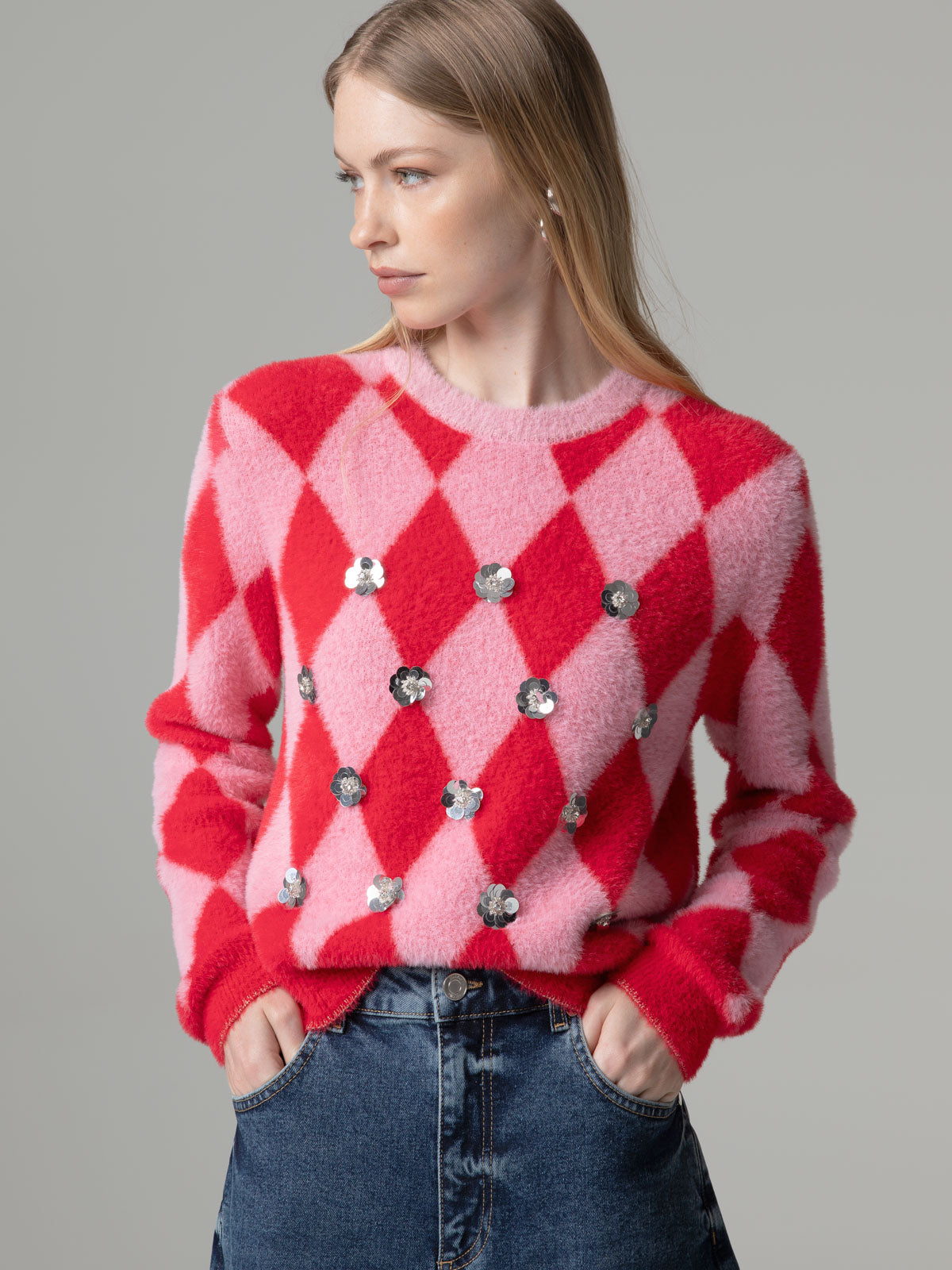 Camisola de Malha com Aplicações Vermelho-fogo – Gaëlle Paris