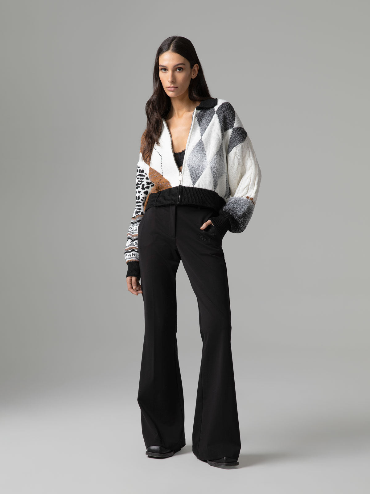 Cardigan de Malha com Fecho Creme – Gaëlle Paris