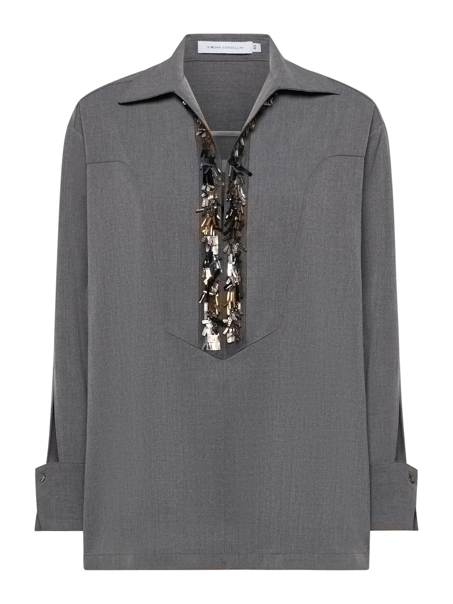 Túnica Com Decote Bordado - Simona Corsellini