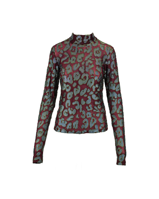 Top Leo de Gola Alta com Padrão Animal Uva – Anonyme Designers
