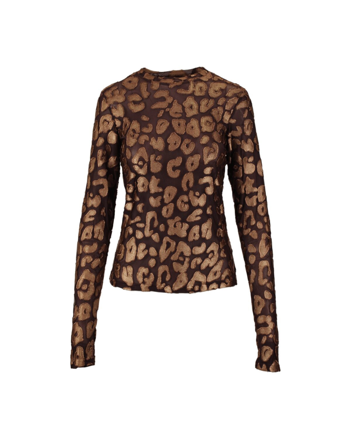 Top Leo de Gola Alta com Padrão Animal Castanho – Anonyme Designers