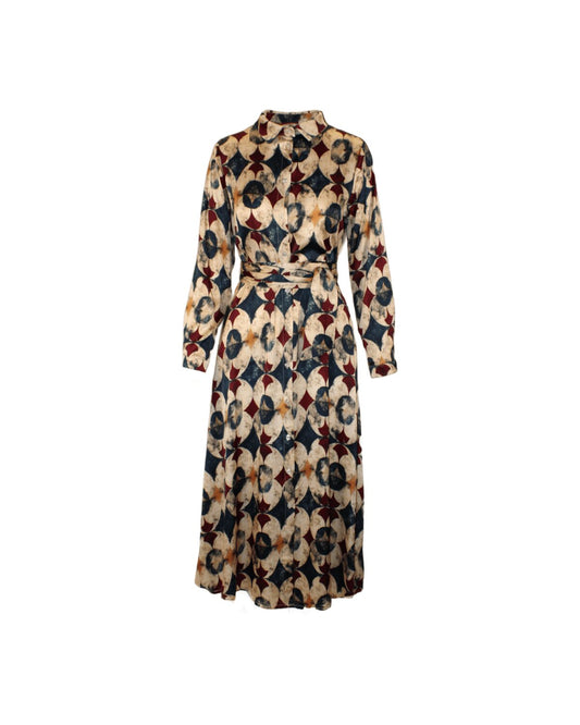 Vestido Comprido Slide Estampado com Cinto – Anonyme Designers