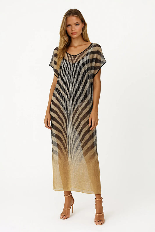 Vestido Kaftan Translúcido Multicolor - Sahoco