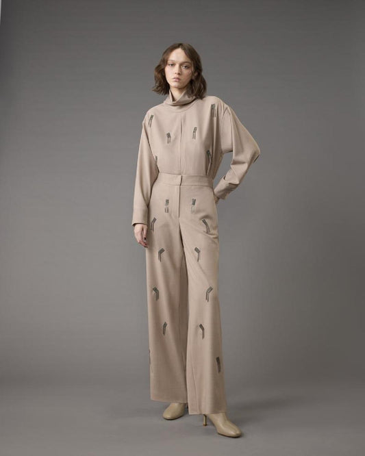 Blusa em Enver Satin com Aplicações Metálicas - Simona Corsellini