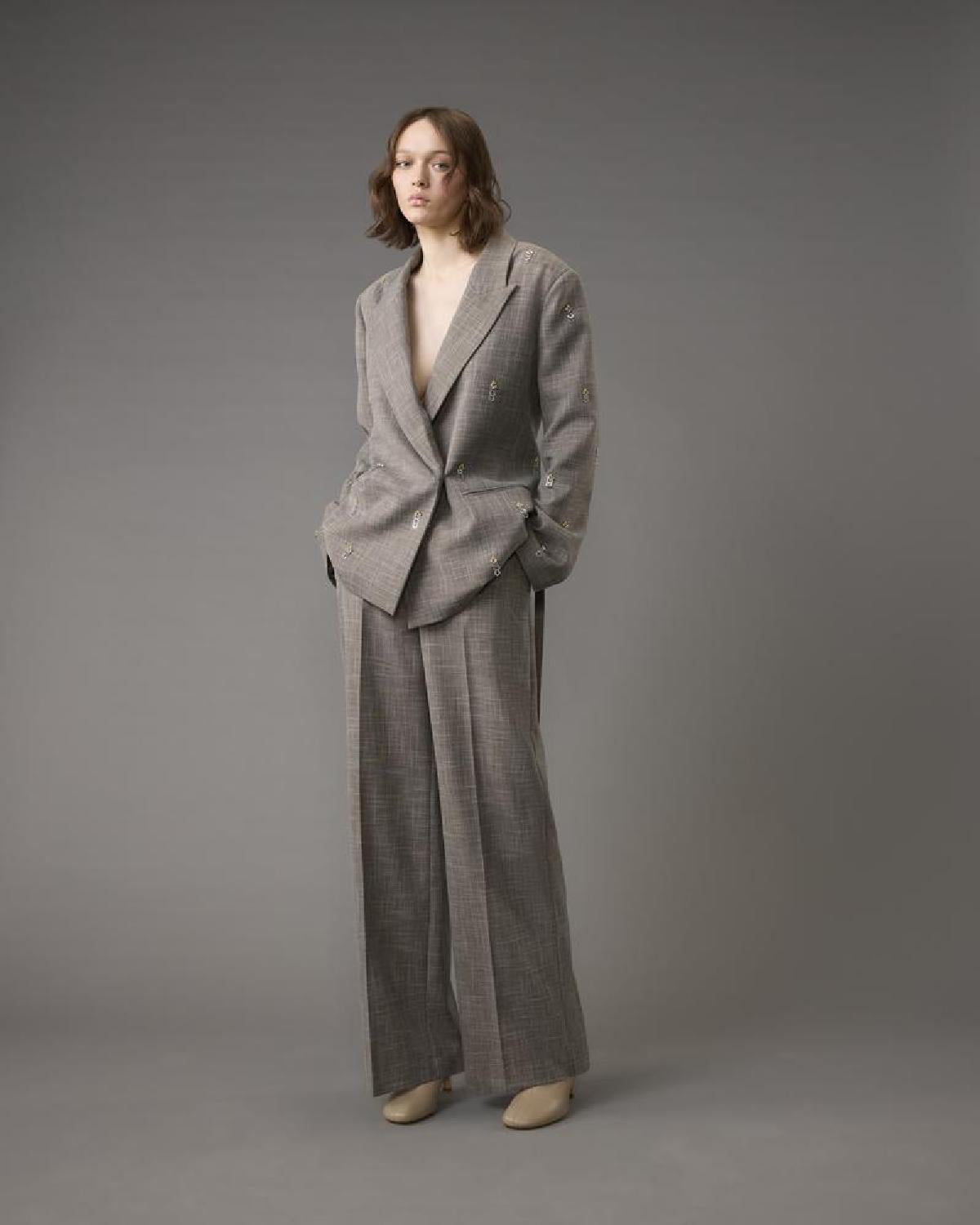 Calças Direitas Com Passantes de Corrente – Simona Corsellini