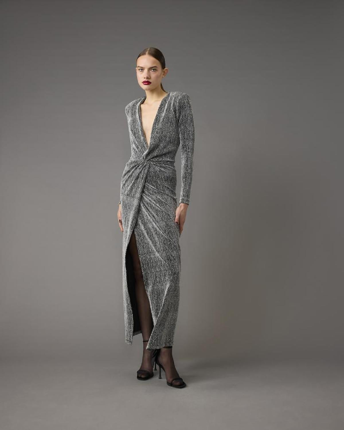 Vestido Longo Sparkle Com Nó Frontal – Simona Corsellini