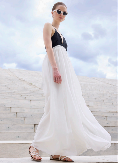 Vestido Longo Fluido Bicolor – Eleh